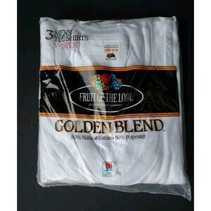 FRUIT OF THE LOOM Golden Blend Vintage NOS 3-Pack V Neck T-Shirts, Men's Large